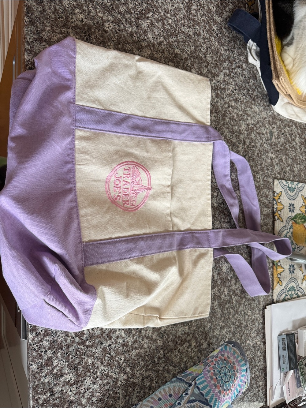 Trader Joe’s large lavender pastel tote - Picture 2 of 3
